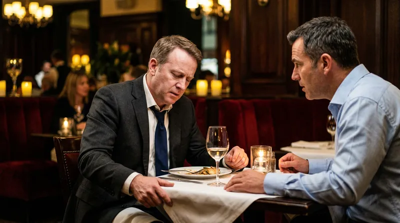 Man feeling unwell at restaurant