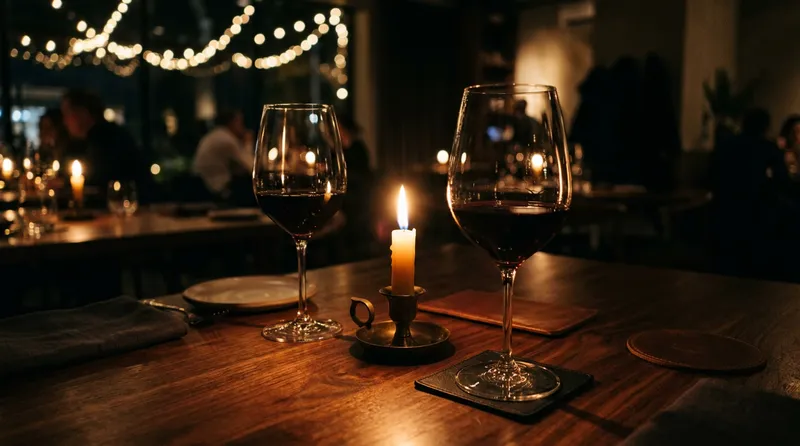 Two glasses of wine on a restaurant table
